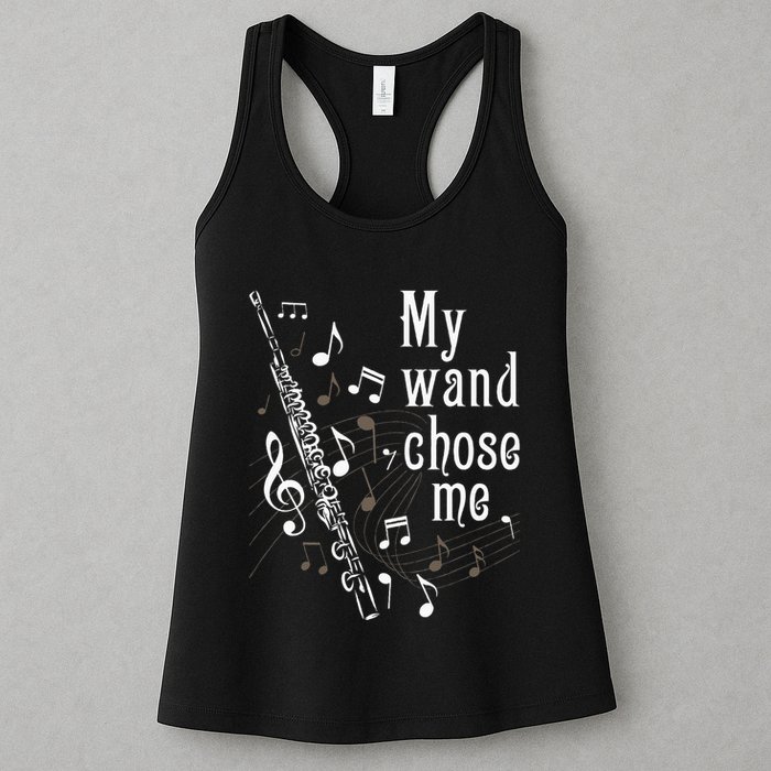 My Wand Chose Me Flute Player Flutist Marching Band Music Womens Tank Top