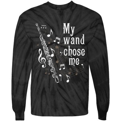 My Wand Chose Me Flute Player Flutist Marching Band Music Tie-Dye Long Sleeve Shirt