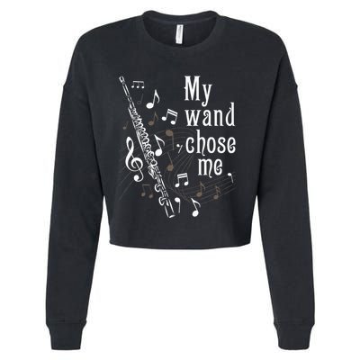 My Wand Chose Me Flute Player Flutist Marching Band Music Cropped Pullover Crew