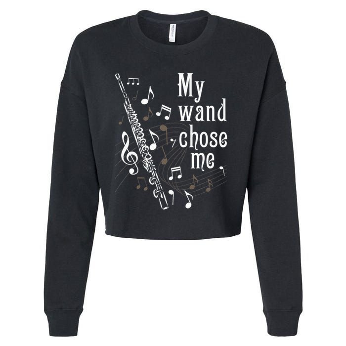 My Wand Chose Me Flute Player Flutist Marching Band Music Cropped Pullover Crew