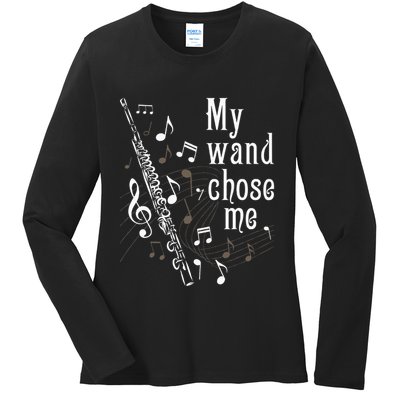 My Wand Chose Me Flute Player Flutist Marching Band Music Ladies Long Sleeve Shirt