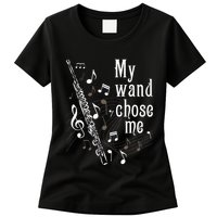 My Wand Chose Me Flute Player Flutist Marching Band Music Womens T-Shirt