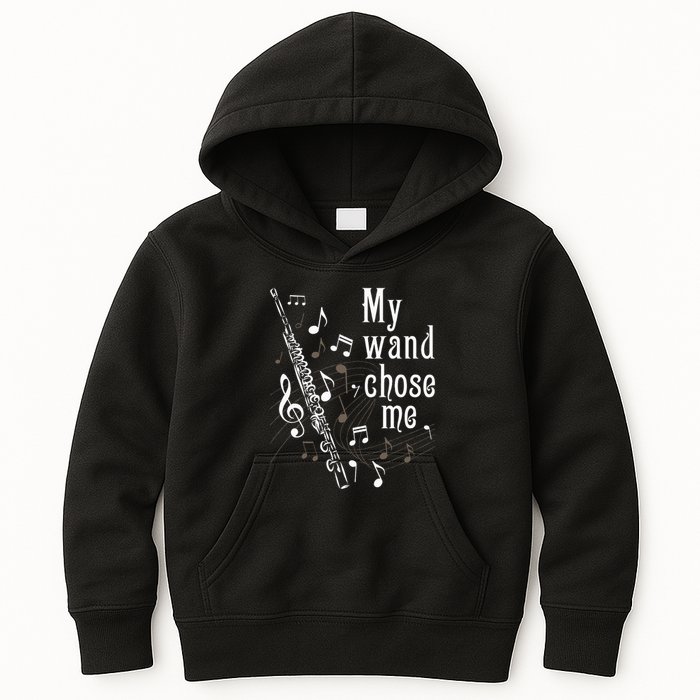 My Wand Chose Me Flute Player Flutist Marching Band Music Kids Hoodie