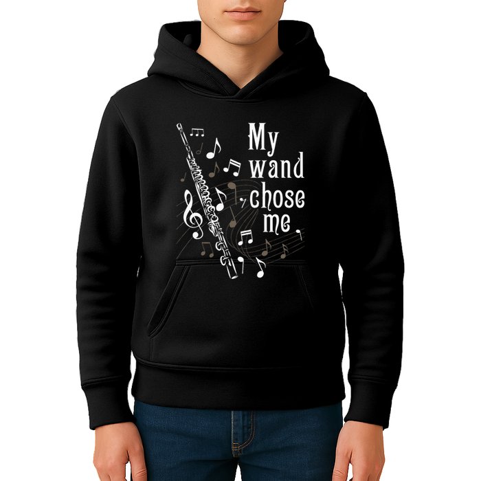 My Wand Chose Me Flute Player Flutist Marching Band Music Kids Hoodie