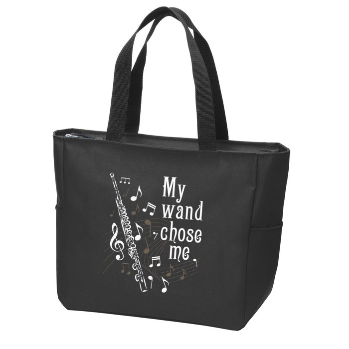 My Wand Chose Me Flute Player Flutist Marching Band Music Zip Tote Bag
