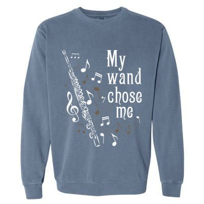 My Wand Chose Me Flute Player Flutist Marching Band Music Garment-Dyed Sweatshirt