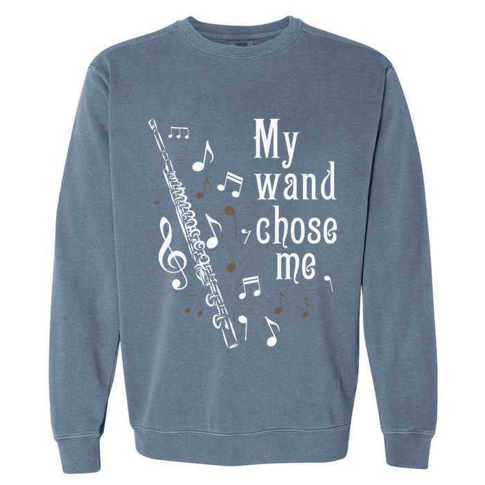 My Wand Chose Me Flute Player Flutist Marching Band Music Garment-Dyed Sweatshirt