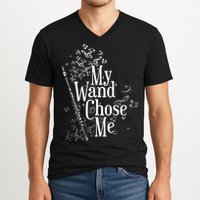My Wand Chose Me Flutist Gifts Music Flute V-Neck T-Shirt