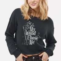 My Wand Chose Me Flutist Gifts Music Flute Cropped Pullover Crew