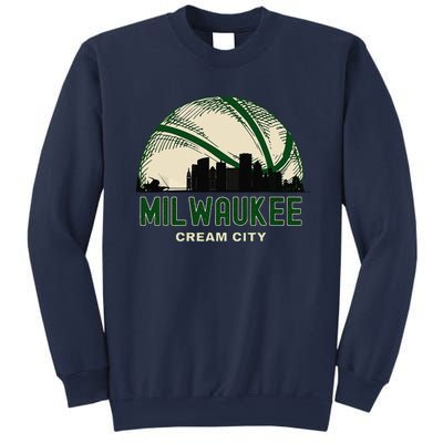 Milwaukee Wisconsin Cream City Skyline Retro Basketball Sweatshirt