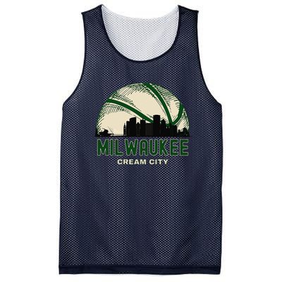 Milwaukee Wisconsin Cream City Skyline Retro Basketball Mesh Reversible Basketball Jersey Tank