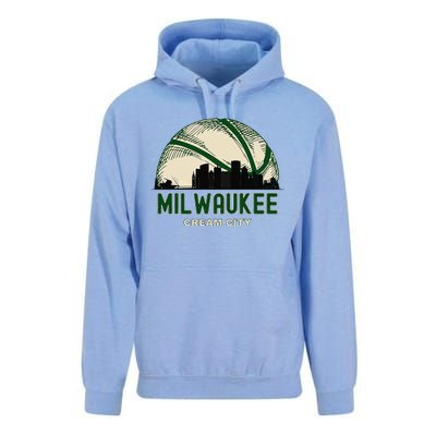 Milwaukee Wisconsin Cream City Skyline Retro Basketball Unisex Surf Hoodie