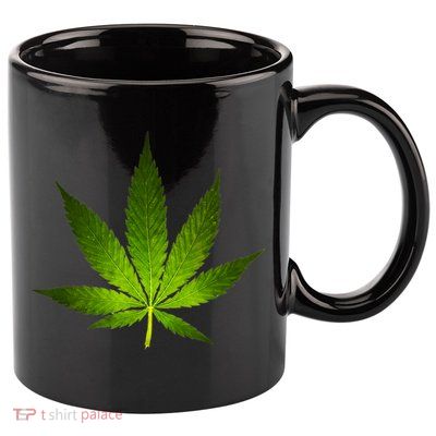 Majestic Weed Cannabis Plant Leaf Silhouette 11oz C Handle Ceramic Mug