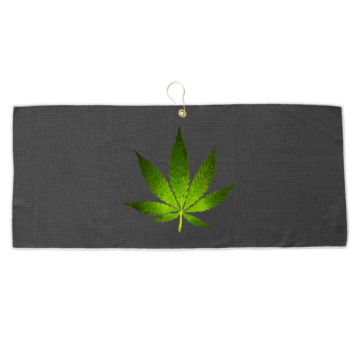 Majestic Weed Cannabis Plant Leaf Silhouette Large Microfiber Waffle Golf Towel