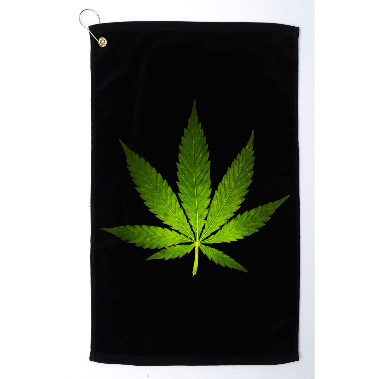 Majestic Weed Cannabis Plant Leaf Silhouette Golf Towel