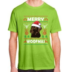 Merry Woofmas Chocolate Lab Santa Claus Dog Christmas Gift Adult ChromaSoft Performance T-Shirt