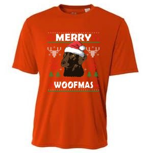 Merry Woofmas Chocolate Lab Santa Claus Dog Christmas Gift Cooling Performance Crew T-Shirt