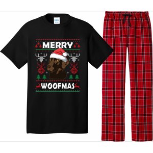 Merry Woofmas Chocolate Lab Santa Claus Dog Christmas Gift Pajama Set