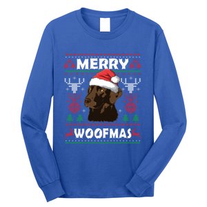 Merry Woofmas Chocolate Lab Santa Claus Dog Christmas Gift Long Sleeve Shirt