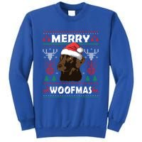 Merry Woofmas Chocolate Lab Santa Claus Dog Christmas Gift Sweatshirt