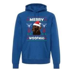 Merry Woofmas Chocolate Lab Santa Claus Dog Christmas Gift Premium Hoodie