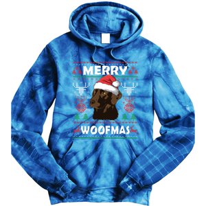 Merry Woofmas Chocolate Lab Santa Claus Dog Christmas Gift Tie Dye Hoodie