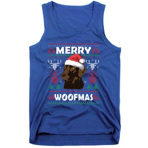 Merry Woofmas Chocolate Lab Santa Claus Dog Christmas Gift Tank Top