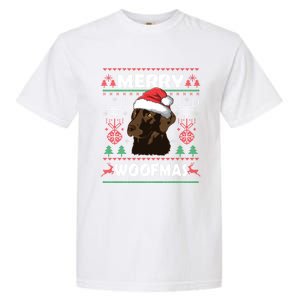 Merry Woofmas Chocolate Lab Santa Claus Dog Christmas Gift Garment-Dyed Heavyweight T-Shirt