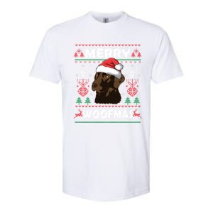 Merry Woofmas Chocolate Lab Santa Claus Dog Christmas Gift Softstyle CVC T-Shirt