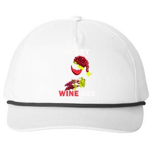 Merry Winemas Cute Grapes Santa Hat Wine Glass Christmas Gift Snapback Five-Panel Rope Hat