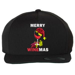 Merry Winemas Cute Grapes Santa Hat Wine Glass Christmas Gift Wool Snapback Cap