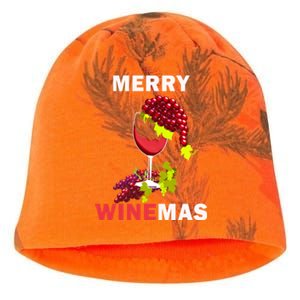 Merry Winemas Cute Grapes Santa Hat Wine Glass Christmas Gift Kati - Camo Knit Beanie