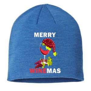 Merry Winemas Cute Grapes Santa Hat Wine Glass Christmas Gift Sustainable Beanie