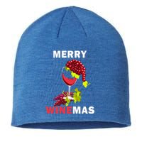 Merry Winemas Cute Grapes Santa Hat Wine Glass Christmas Gift Sustainable Beanie