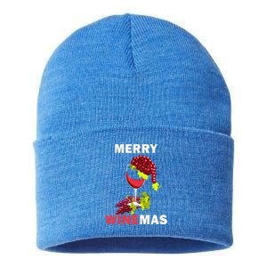 Merry Winemas Cute Grapes Santa Hat Wine Glass Christmas Gift Sustainable Knit Beanie