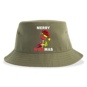 Merry Winemas Cute Grapes Santa Hat Wine Glass Christmas Gift Sustainable Bucket Hat