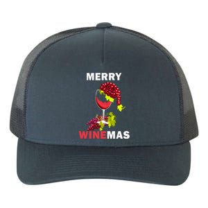 Merry Winemas Cute Grapes Santa Hat Wine Glass Christmas Gift Yupoong Adult 5-Panel Trucker Hat