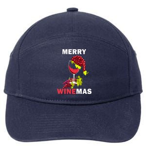 Merry Winemas Cute Grapes Santa Hat Wine Glass Christmas Gift 7-Panel Snapback Hat