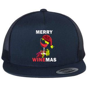 Merry Winemas Cute Grapes Santa Hat Wine Glass Christmas Gift Flat Bill Trucker Hat