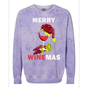 Merry Winemas Cute Grapes Santa Hat Wine Glass Christmas Gift Colorblast Crewneck Sweatshirt