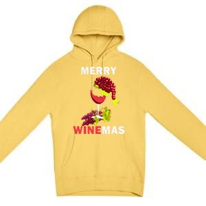 Merry Winemas Cute Grapes Santa Hat Wine Glass Christmas Gift Premium Pullover Hoodie