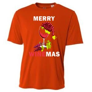 Merry Winemas Cute Grapes Santa Hat Wine Glass Christmas Gift Cooling Performance Crew T-Shirt