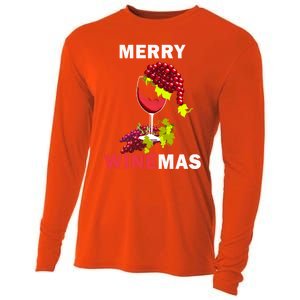 Merry Winemas Cute Grapes Santa Hat Wine Glass Christmas Gift Cooling Performance Long Sleeve Crew