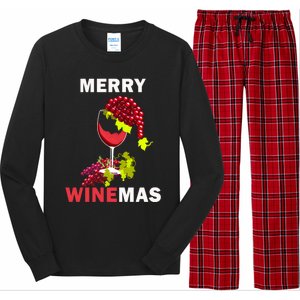 Merry Winemas Cute Grapes Santa Hat Wine Glass Christmas Gift Long Sleeve Pajama Set