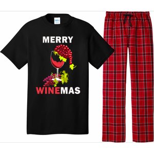 Merry Winemas Cute Grapes Santa Hat Wine Glass Christmas Gift Pajama Set