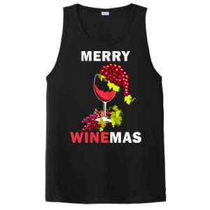 Merry Winemas Cute Grapes Santa Hat Wine Glass Christmas Gift PosiCharge Competitor Tank