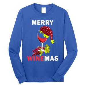 Merry Winemas Cute Grapes Santa Hat Wine Glass Christmas Gift Long Sleeve Shirt