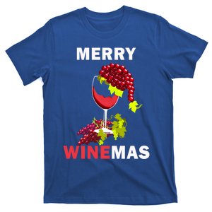 Merry Winemas Cute Grapes Santa Hat Wine Glass Christmas Gift T-Shirt