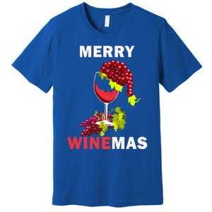 Merry Winemas Cute Grapes Santa Hat Wine Glass Christmas Gift Premium T-Shirt