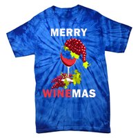 Merry Winemas Cute Grapes Santa Hat Wine Glass Christmas Gift Tie-Dye T-Shirt